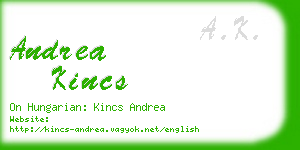 andrea kincs business card